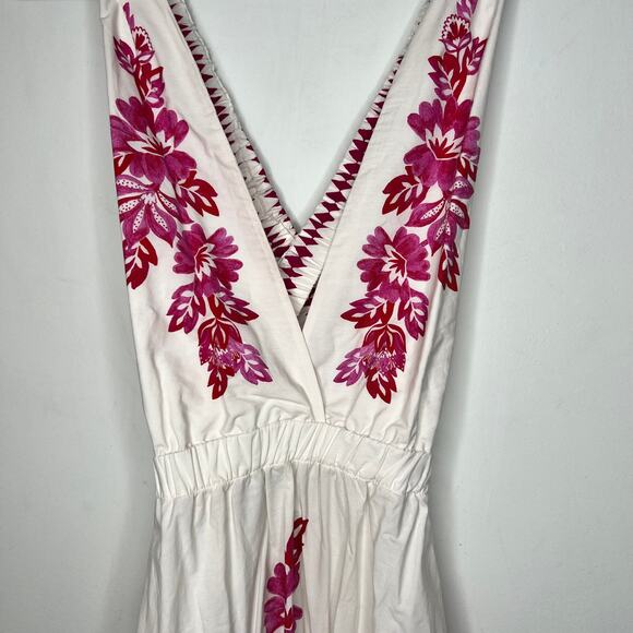 Farm Rio Flowerful Birds Off White Midi Dress Size Large - Picture 8 of 9